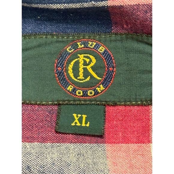 Vtg Club Room Men’s Madras Plaid Short Sleeve Shirt Sz. XL Picnic Fathers Dad - Picture 7 of 7